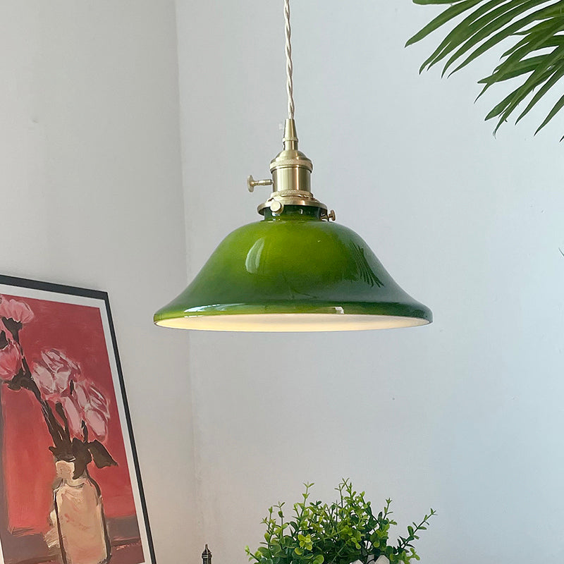 Hailie Vintage LED Lámpara Colgante Verde Metal Vidrio Dormitorio