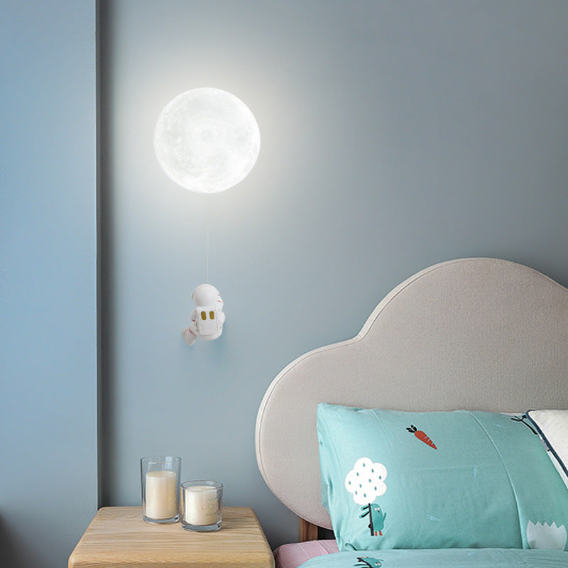 Fateh Moderno Luna LED Apliques Blanco Resina Habitación Infantil