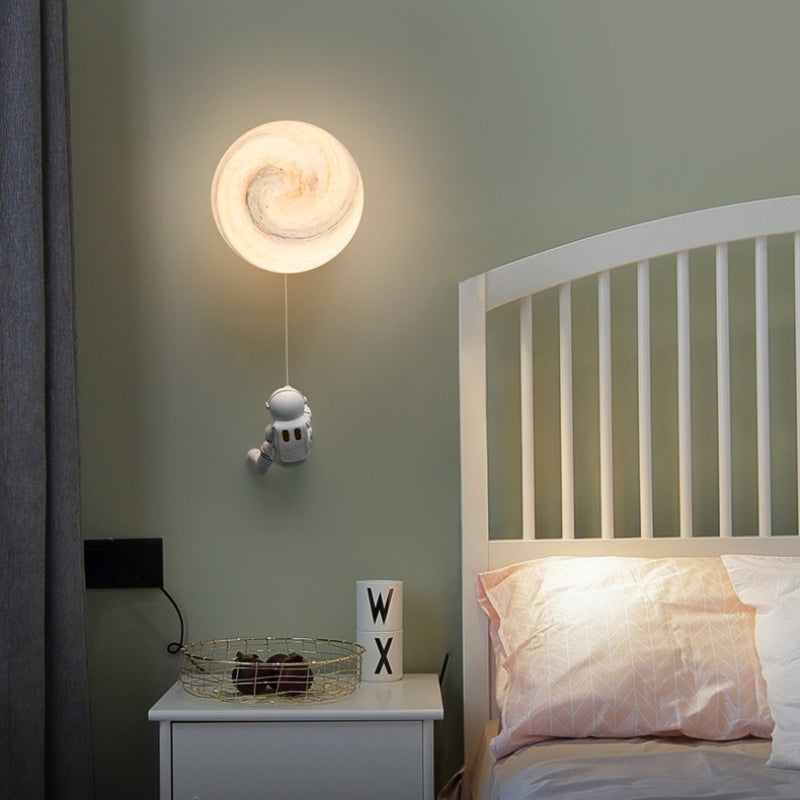 Fateh Moderno Luna LED Apliques Blanco Resina Habitación Infantil