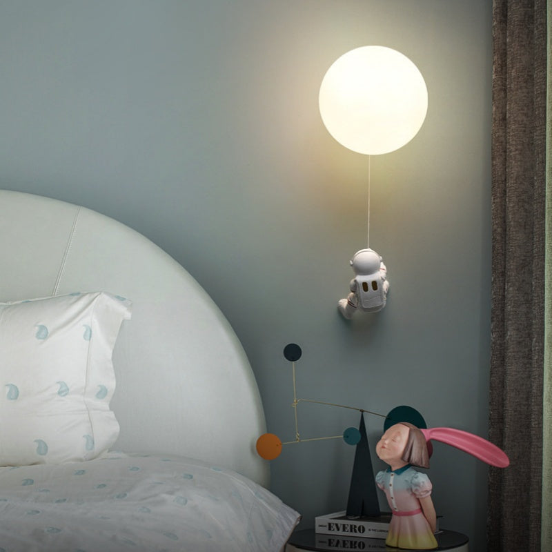 Fateh Moderno Luna LED Apliques Blanco Resina Habitación Infantil