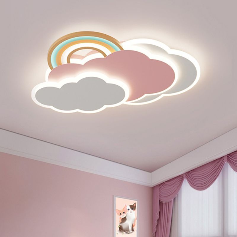 Minori Lámpara de Techo Colgante Moderna Nube/Arco Iris Metal/Acrílico Rosa/Blanco