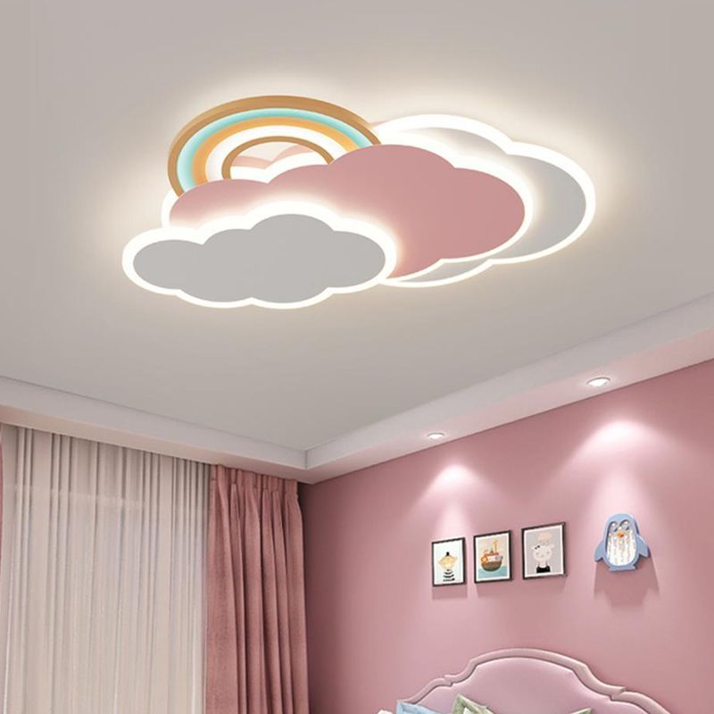 Minori Lámpara de Techo Colgante Moderna Nube/Arco Iris Metal/Acrílico Rosa/Blanco