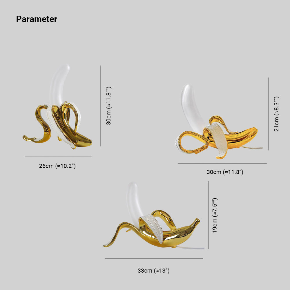 Celesta Diseña Moderna Plátano Lámpara de Mesa Dorada/Amarilla