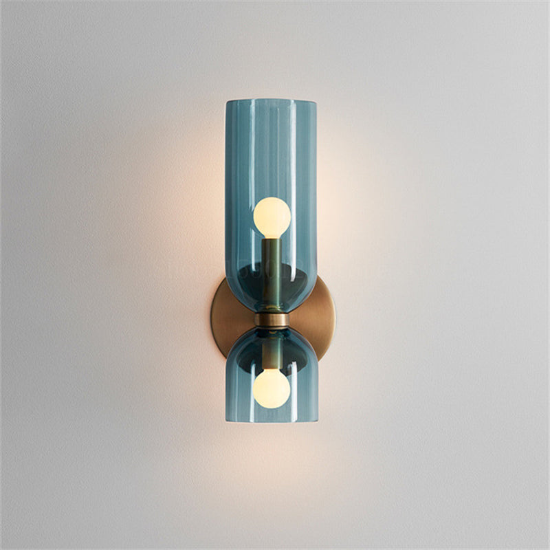 Hailie Lámpara de Pared de Vidrio para Dormitorio Azul/Gris/Blanco