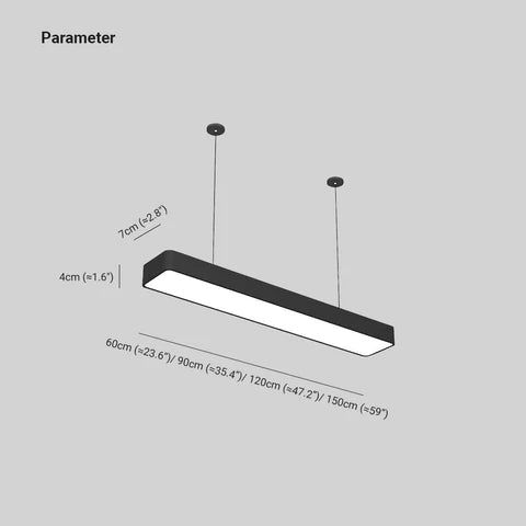 Edge Minimalista Lámpara Colgante Rectangular LED Negra Acrílico Oficina