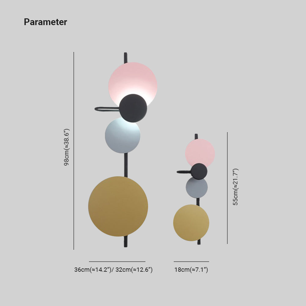 Emyr Diseño Redondo Metal Aplique de Pared Rosa/Rojo/Azul/Verde