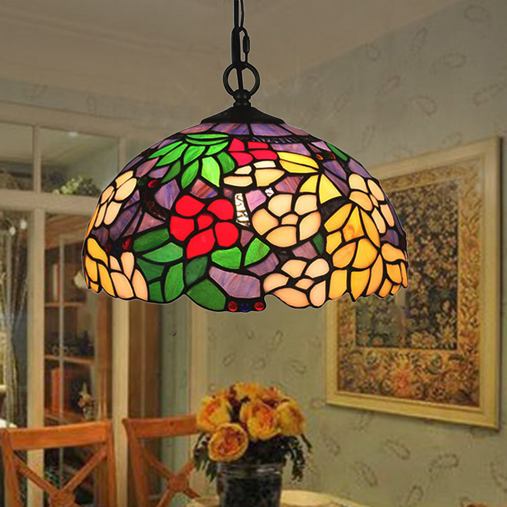 Eryn Retro LED Lámpara colgante Multicolor Flor Vidrio Salón