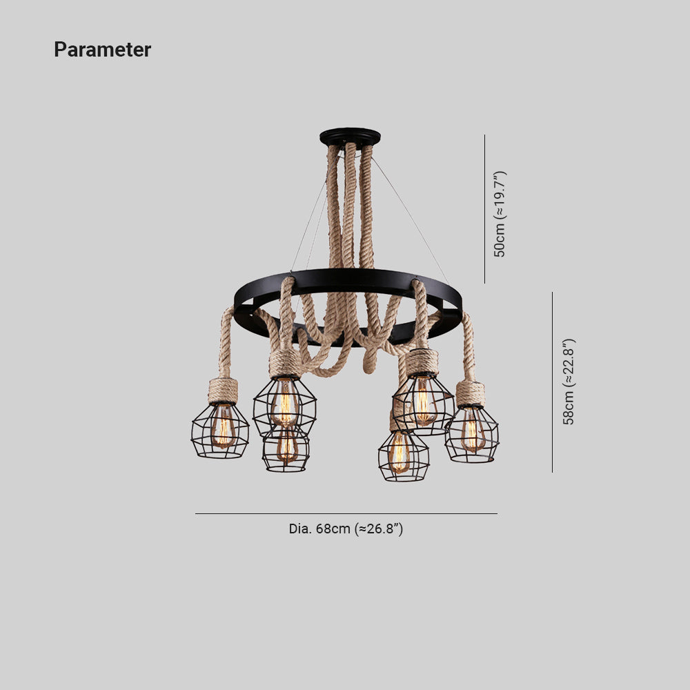 Epoch Industrial LED Lámparas De Araña Metal/Cuerda Salón