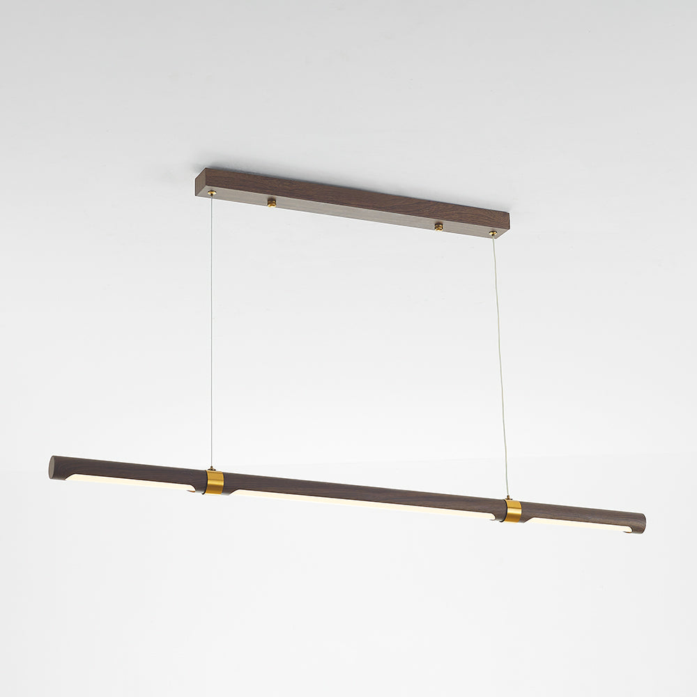 Ozawa Moderna Minimalista Lineal Metal/Madera Lámpara Colgante Marrón