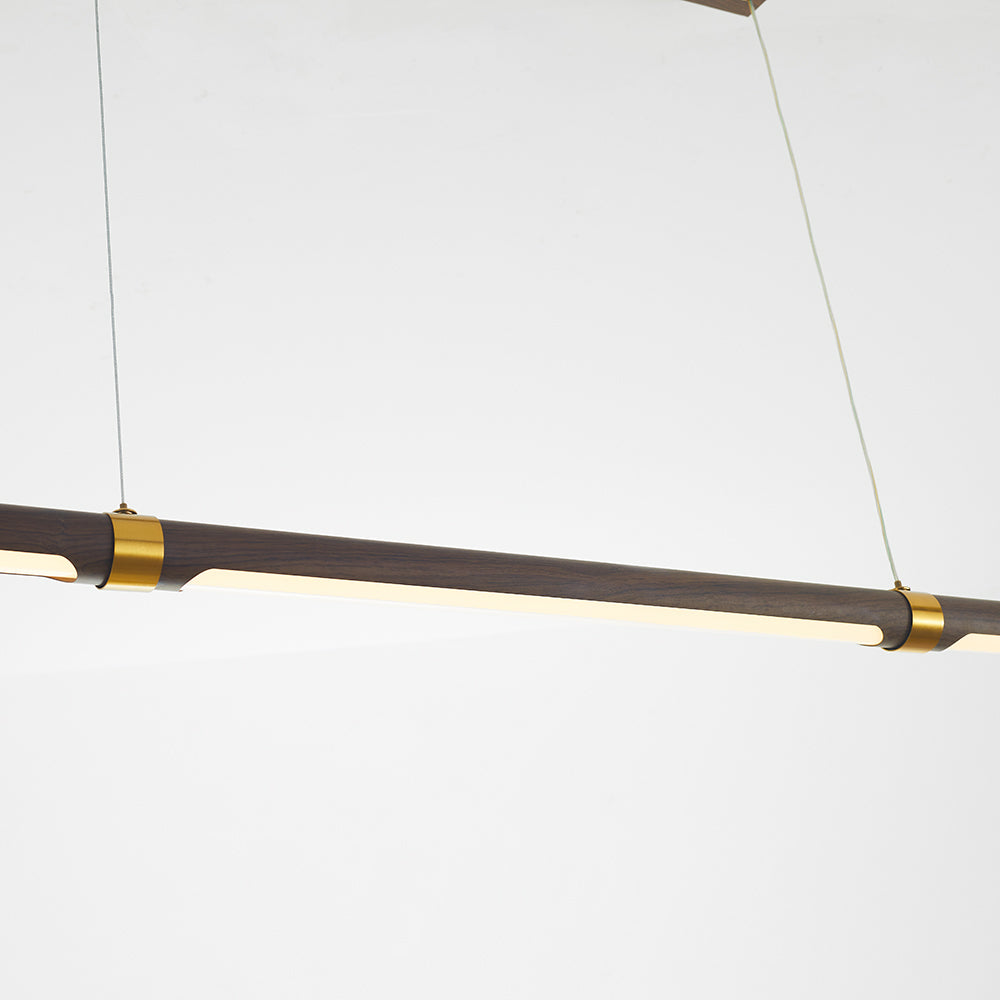 Ozawa Moderna Minimalista Lineal Metal/Madera Lámpara Colgante Marrón