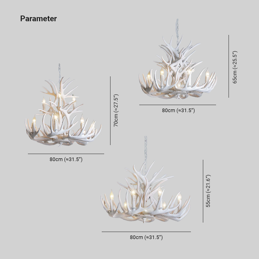 Silva Rustic Antler Lámpara de Techo de Metal/Resina Blanca Comedor