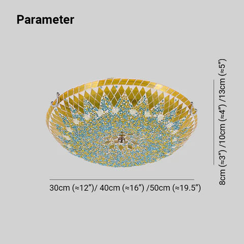 Eryn Lámpara de Techo de Cristal Mediterránea Azul/Amarillo/Blanco