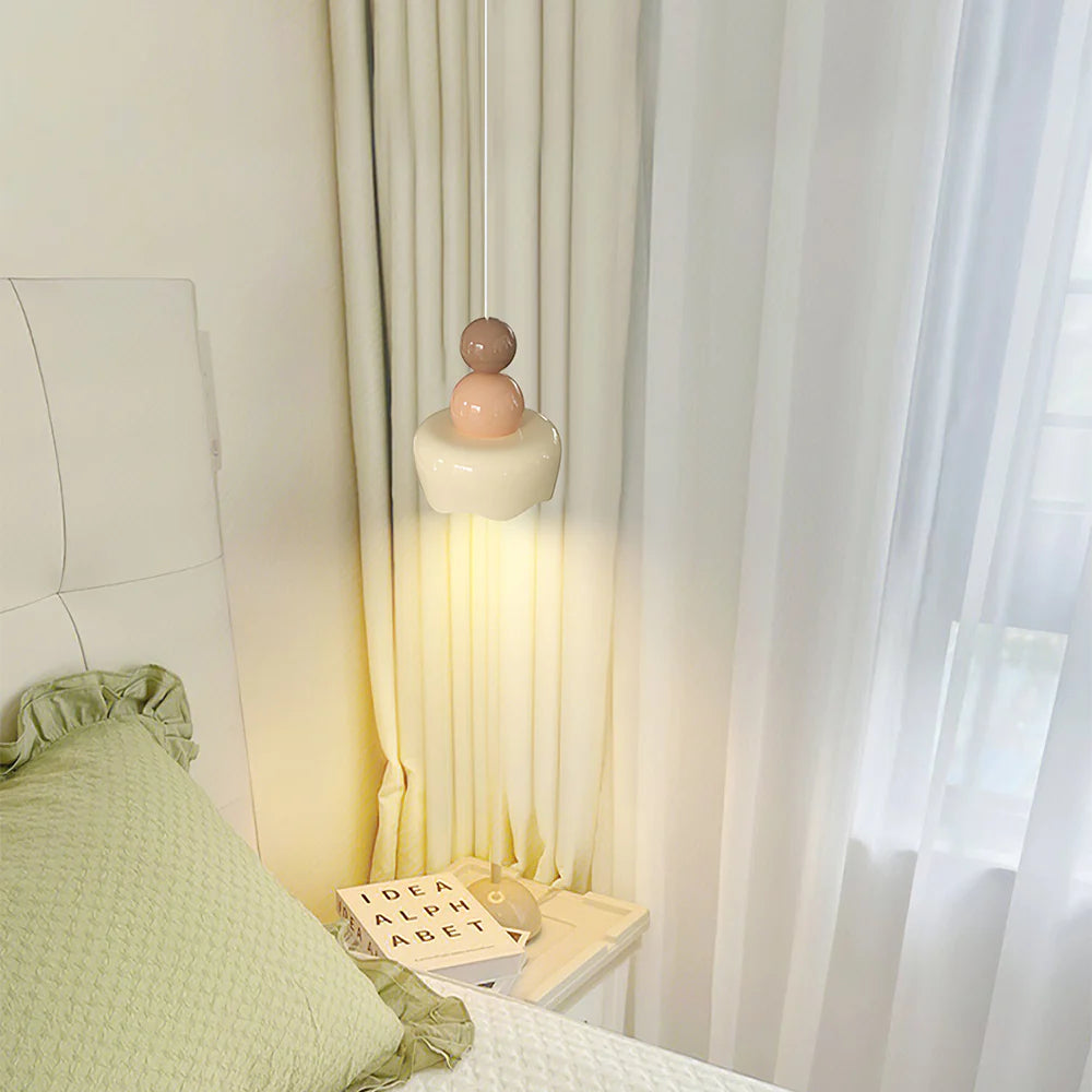 Morandi Muñeca de Día Soleado LED Lámpara Colgante Crema Resina Dormitorio