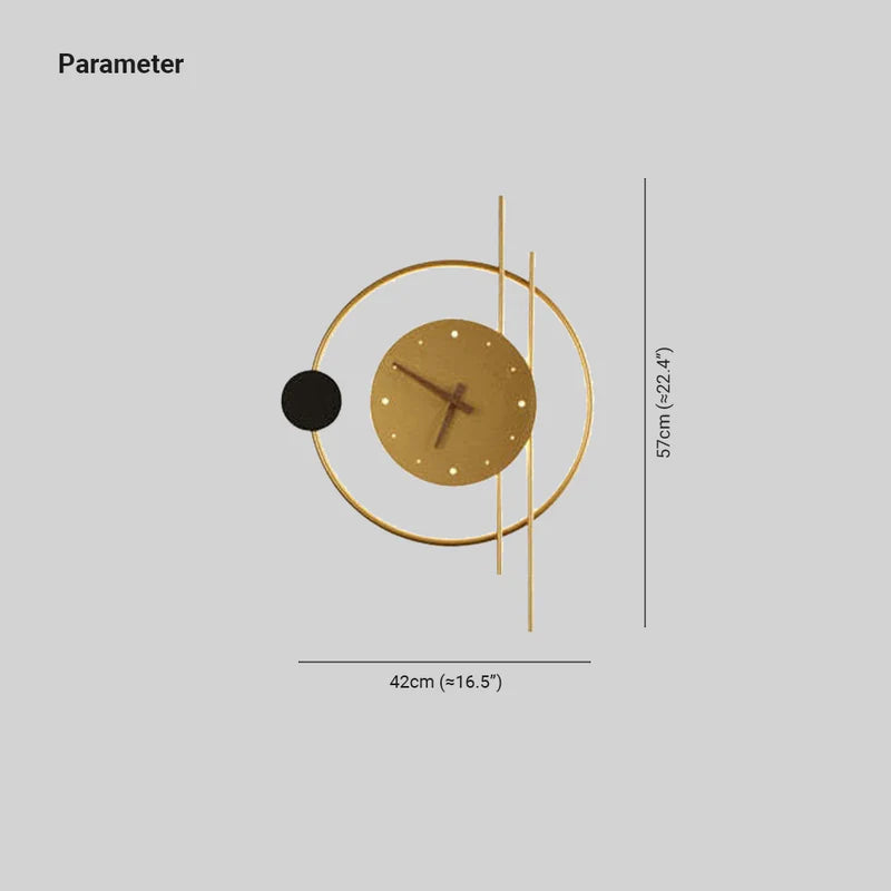 Nielsen Diseño Reloj Metal/Vidrio Aplique de Pared, Dorado/Negro