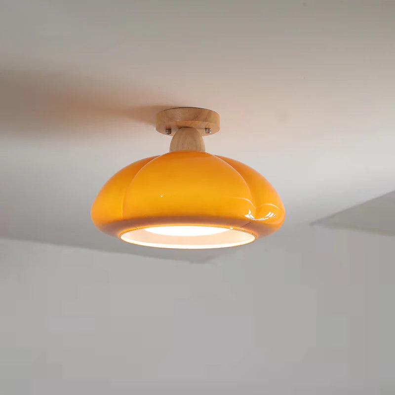 Hailie Moderno LED Calabaza Lámpara de Pared Madera Vidrio Pasill Salón