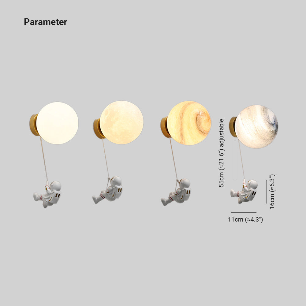 Fateh Moderno Luna LED Apliques Blanco Resina Habitación Infantil