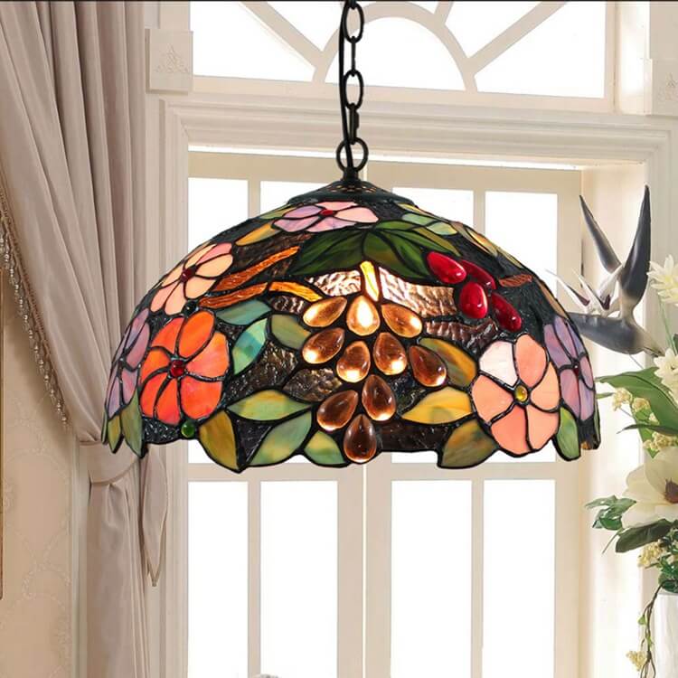 Eryn Retro LED Lámpara colgante Multicolor Flor Vidrio Salón