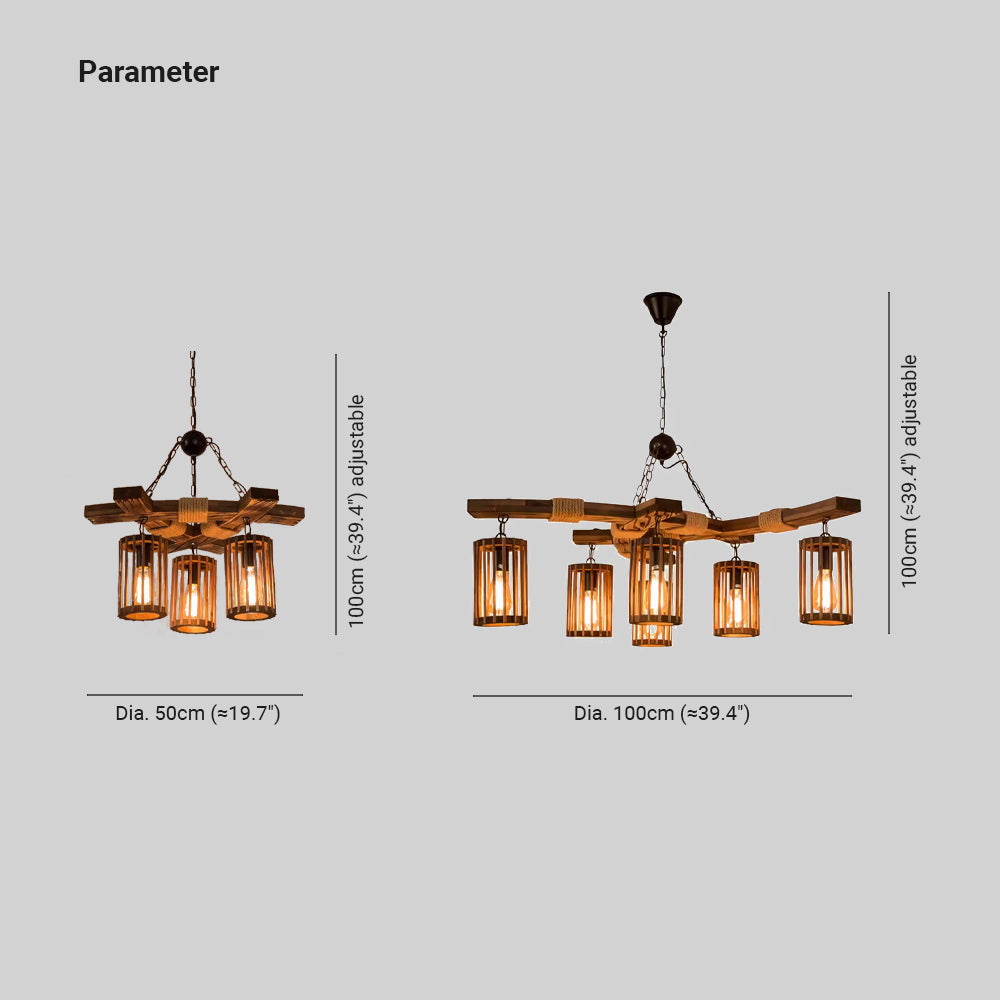 Austin Retro LED Lámparas de araña Madera Comedor/Salón/Bar