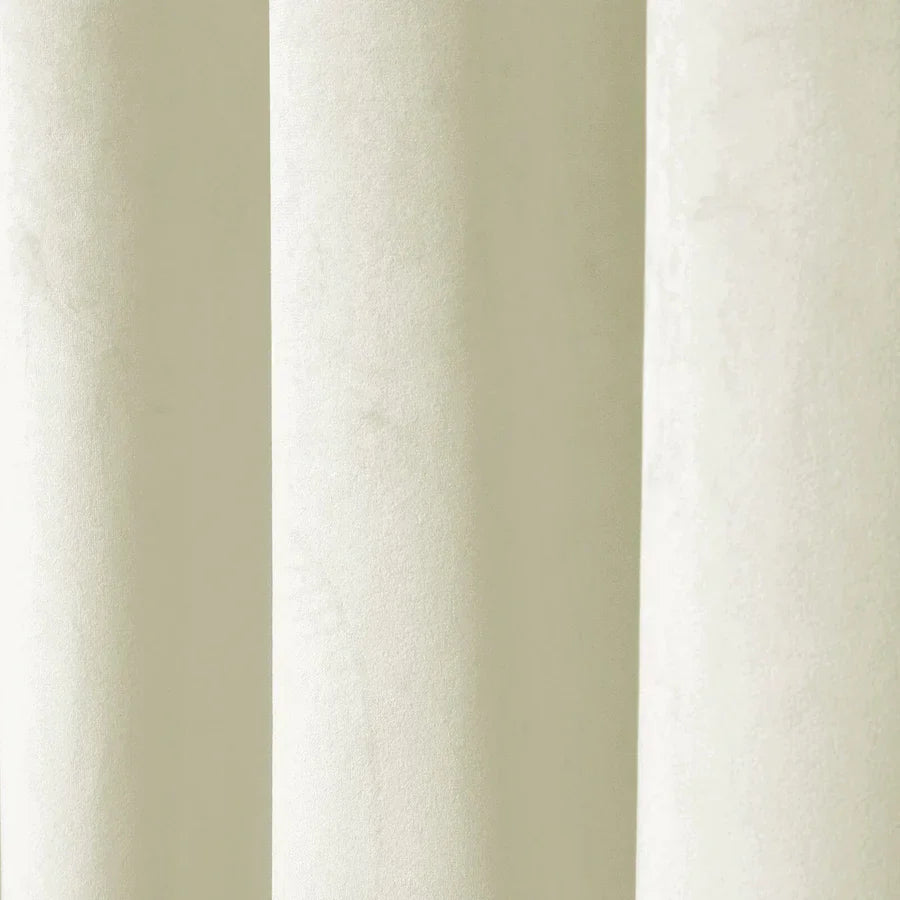 Velvet Minimalist Ripple Fold Curtain with Track Kit Cloud