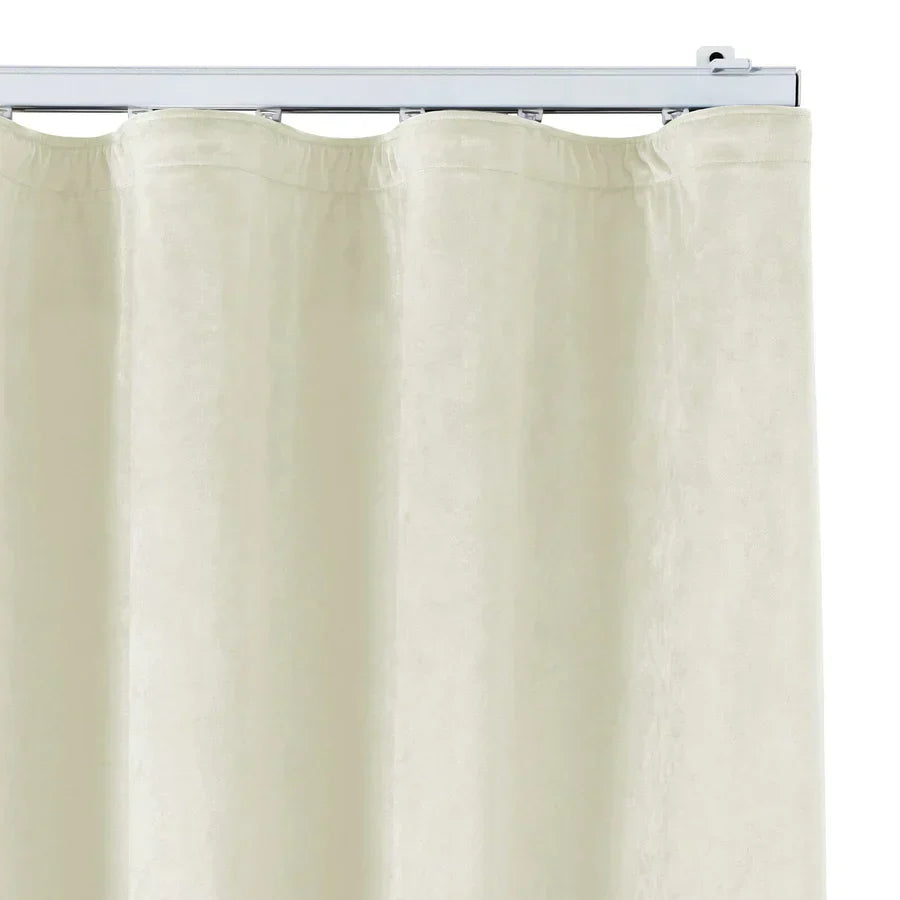 Velvet Minimalist Ripple Fold Curtain with Track Kit Cloud