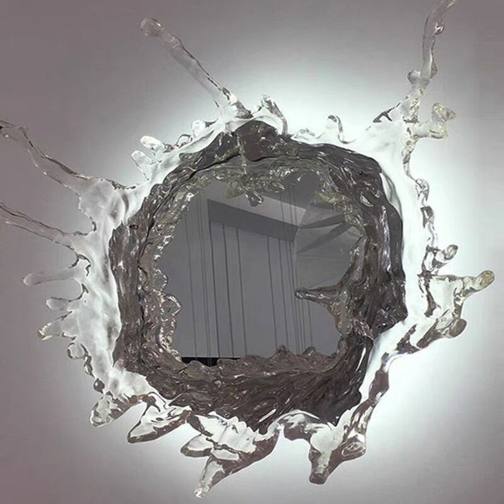 Kristy Decorativo Gota de Agua Metal Aplique de Pared con Espejo Dorado/Plateado