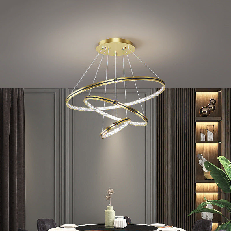 Modern Diseño Anillo Aluminio Lámpara Colgante, Negra/Dorada