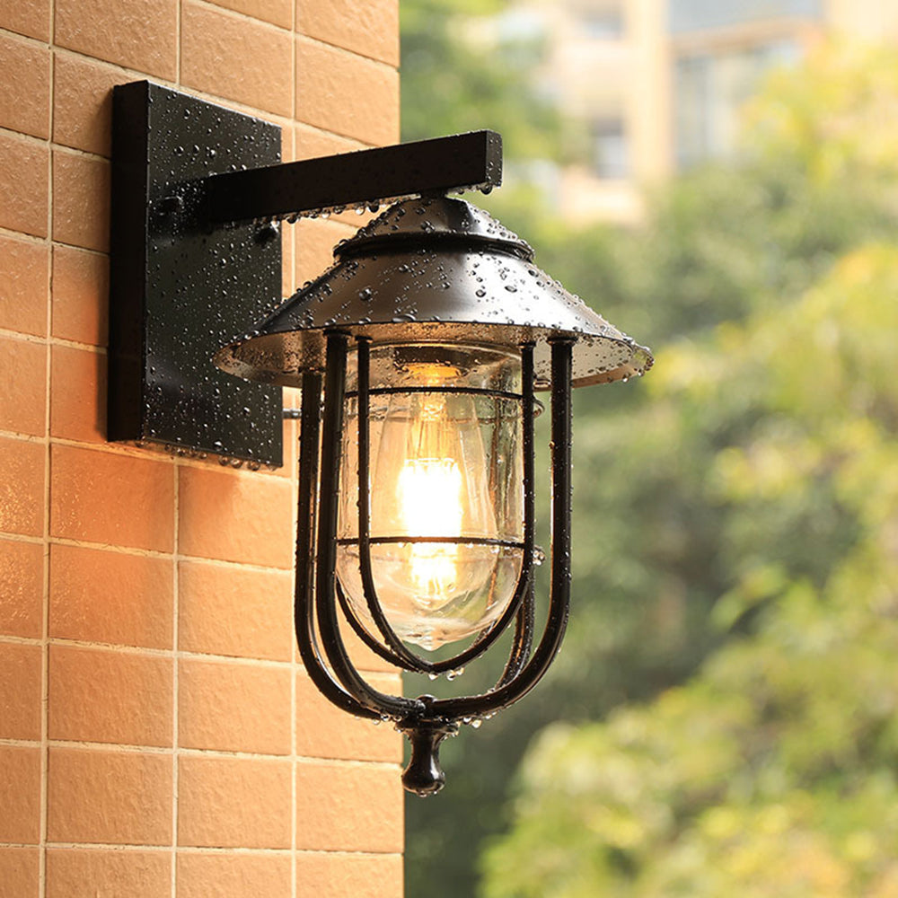 Alessio Vintage Farol Metal LED Aplique de Pared Exterior Negro