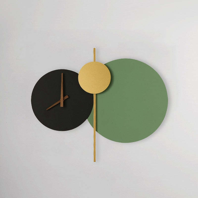 Nordic Redondo Reloj Aplique de Pared, Blanco/Gris/Negro/Verde