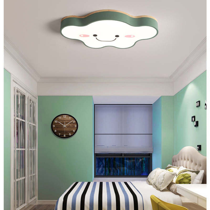 Minori Decorativa Art Cloud Madera/Acrílico LED Lámpara de Techo, Rosa/Verde/Blanca