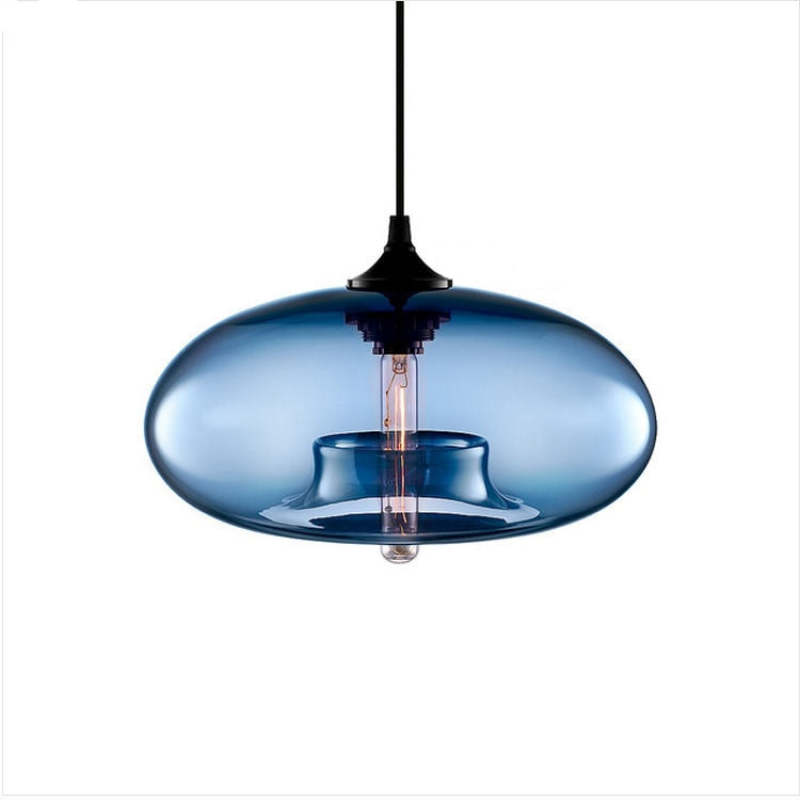 Morandi Moderna Macaron Vidrio LED Lámpara Colgante Negra/Rosa/Azul