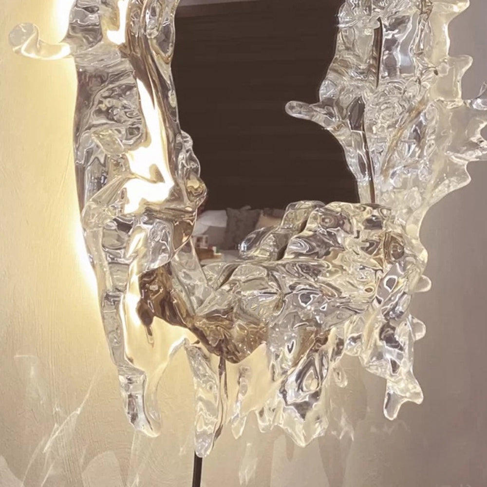Kristy Decorativo Gota de Agua Metal Aplique de Pared con Espejo Dorado/Plateado