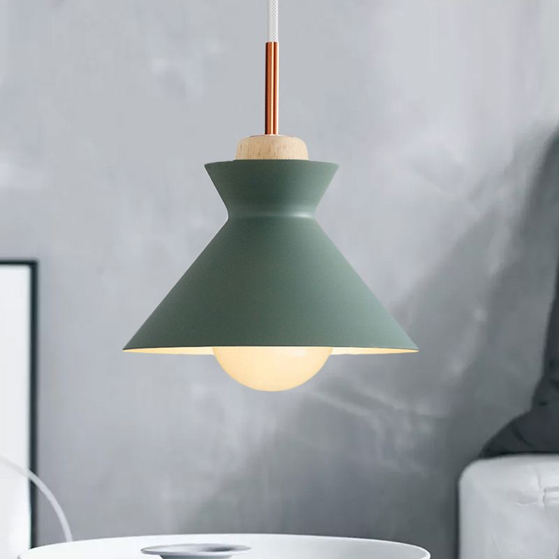 Morandi Moderna Minimalista Cónico Metal Lámpara Colgante Gris/Verde/Amarillo