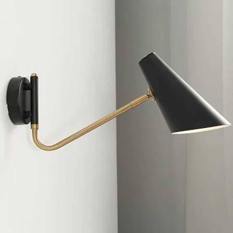 Brady Vintage Metal Giratorio Aplique de Pared Dorado/Negro