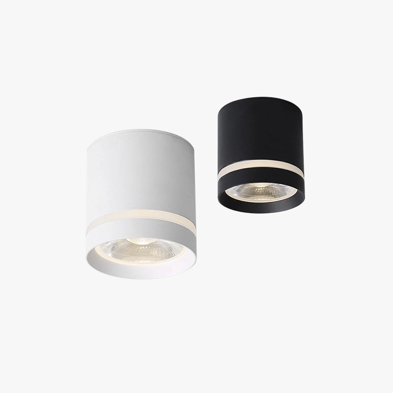 Freja Minimalista Foco Cilíndrica Metal LED Lámpara de Techo Blanca/Negro