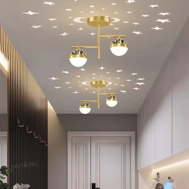 Madina Diseña Doble Foco Estrellada Metal/Acrílico LED Lámpara de Techo Dorada/Negra