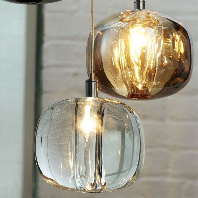 Hailie Diseño Burbuja Metal/Cristal Lámpara Colgante Ambar/Transparente/Gris Ahumado