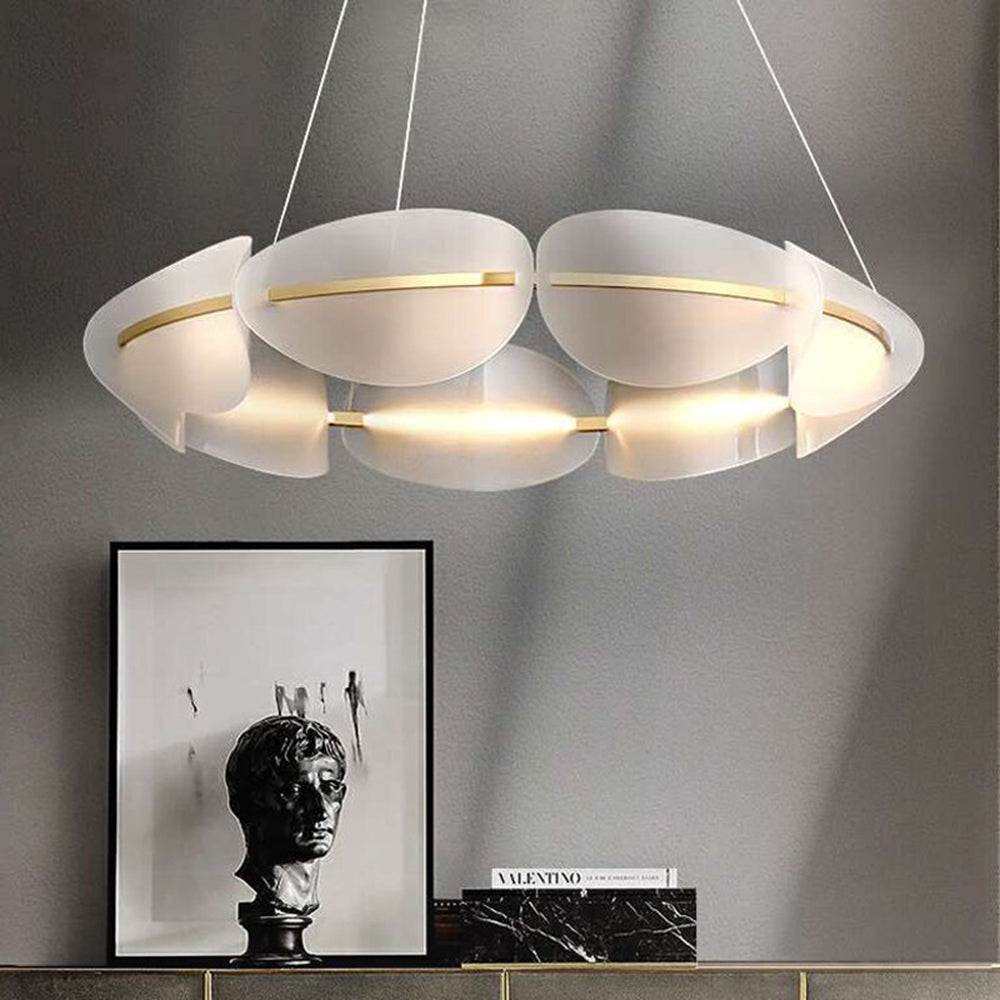 Bella Moderna Anillo Diseño Metal Lámpara Colgante Blanca