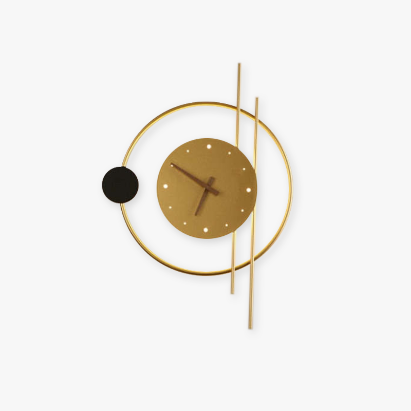 Nielsen Diseño Reloj Metal/Vidrio Aplique de Pared, Dorado/Negro
