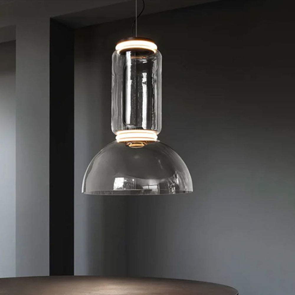 Hailie Moderna Minimalista Diseño Lámpara Colgante, Negra, Metal/Vidrio