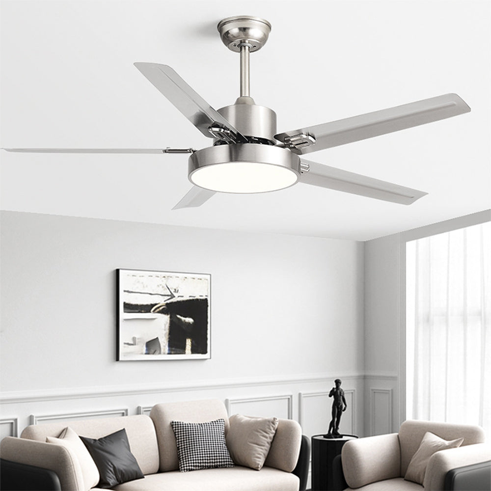 Haydn Ventilador de techo con Luz Plata 5 Palas, Metal, Motor dc, ∅132CM