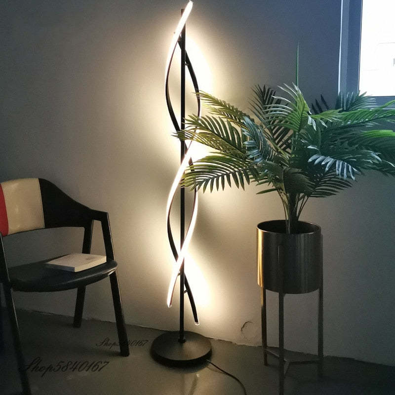 Louise Moderna Diseño Metal/Silicio LED Lámpara de Pie, Negra/Blanca