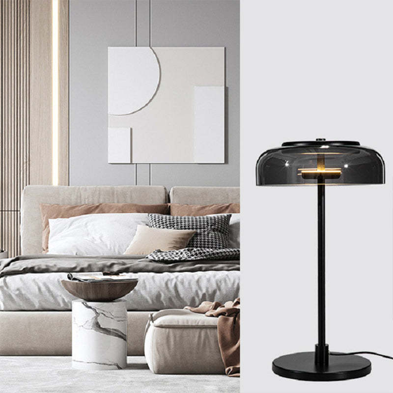 Nordic Moderna Minimalista Vidrio Lámpara de Mesa Negra