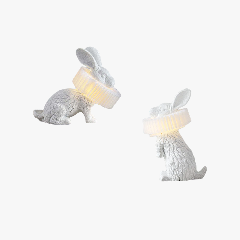 Alice Moderna Diseño Resina Coneja Lámpara de Mesa Blanca