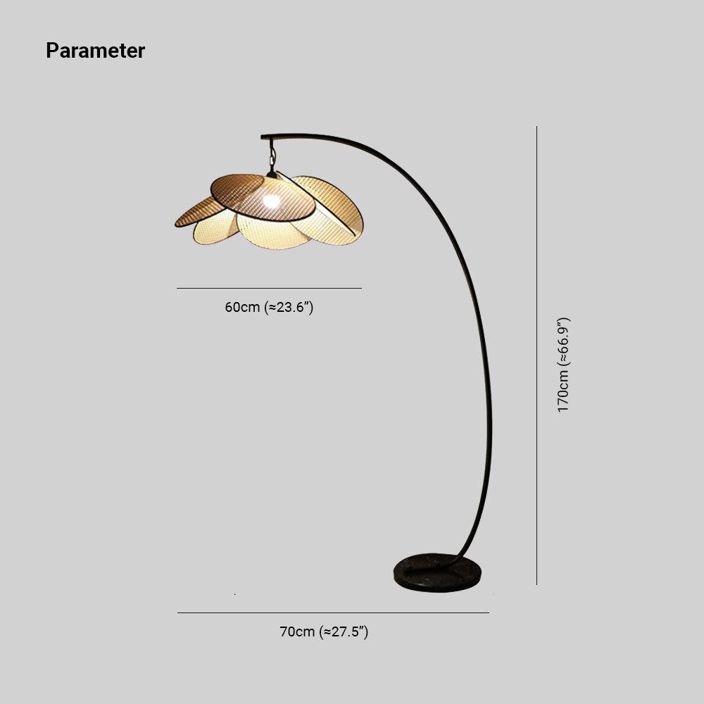 Ritta Vintage Diseño Metal/Ratán LED Lámpara de Pie Negro