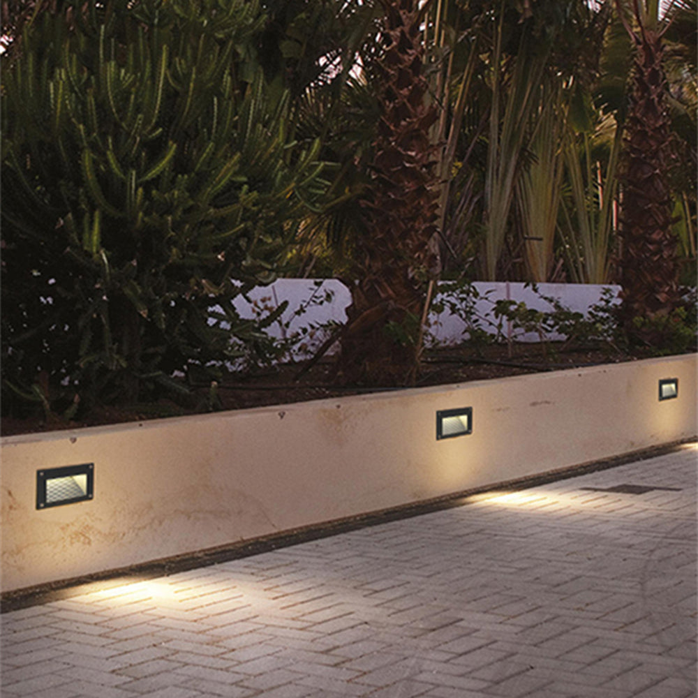 Orr Moderna Rectangular Metal Vidrio Aplique Exterior Jardín