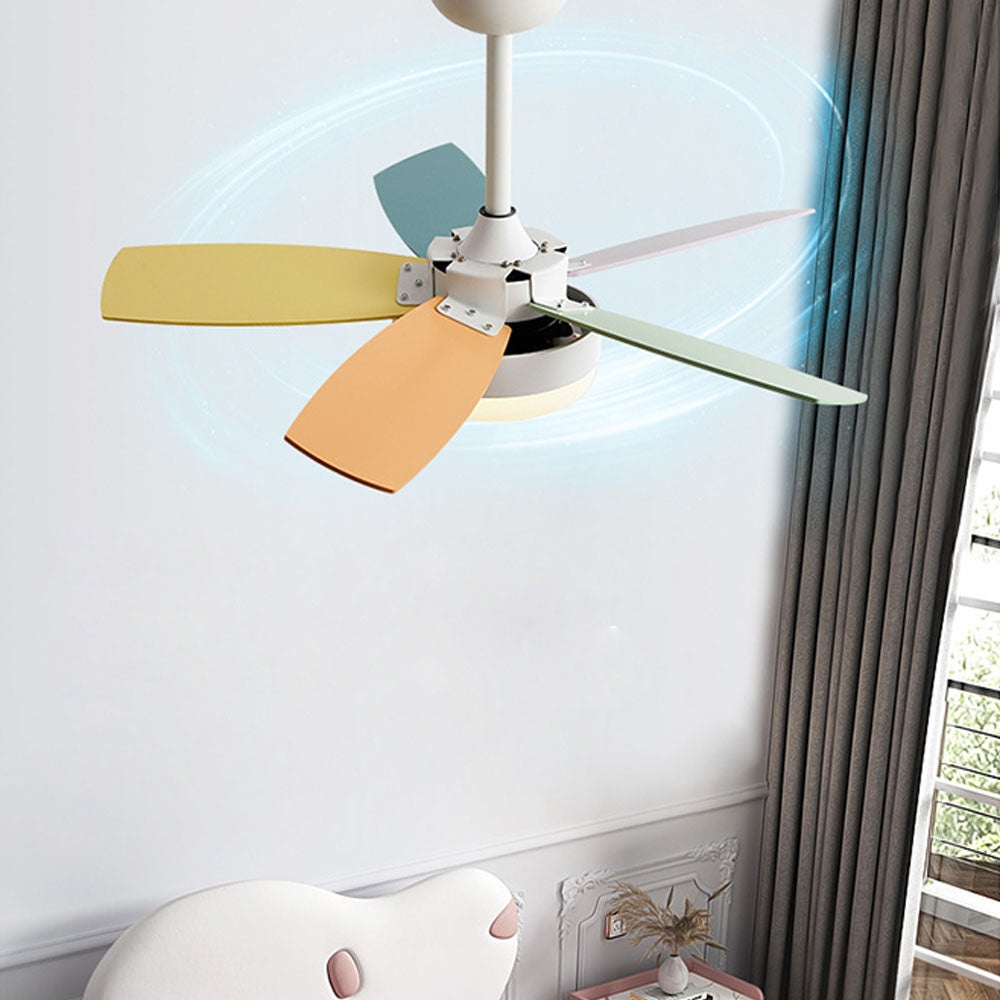 Morandi Ventilador de techo con Luz 5 Palas infantil, Metal & Madera, 2 Colores, Motor dc, ∅130CM