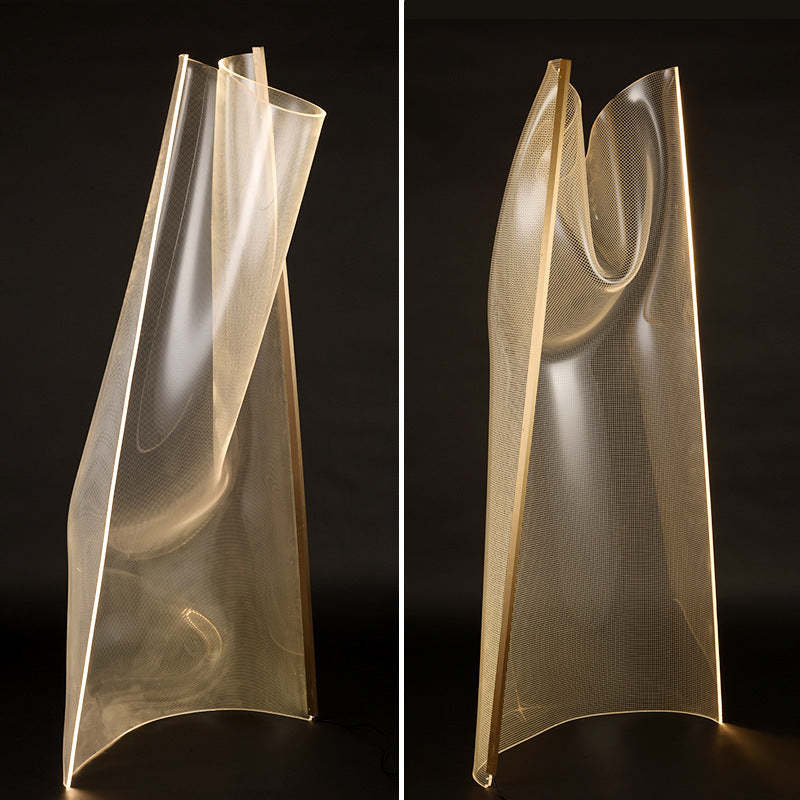 Salgado Moderna Diseño Metal/Vidrio Lámpara de Pie, Transparente