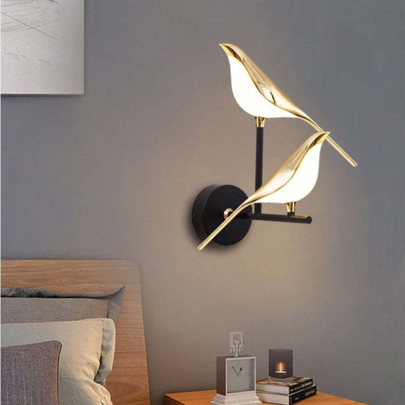 Clifford Decorativo Pájaro Metal/Acrílico LED Aplique de Pared Dorada