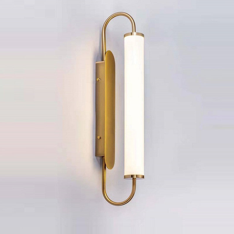 Modern Minimalista Cilíndrico Metal/Vidrio LED Aplique de Pared Dorado