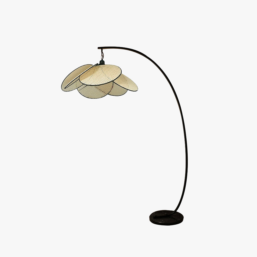 Ritta Vintage Diseño Metal/Ratán LED Lámpara de Pie Negro